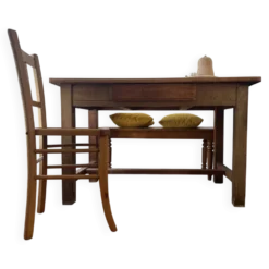 Petite table de ferme ancienne en bois – 120 cm