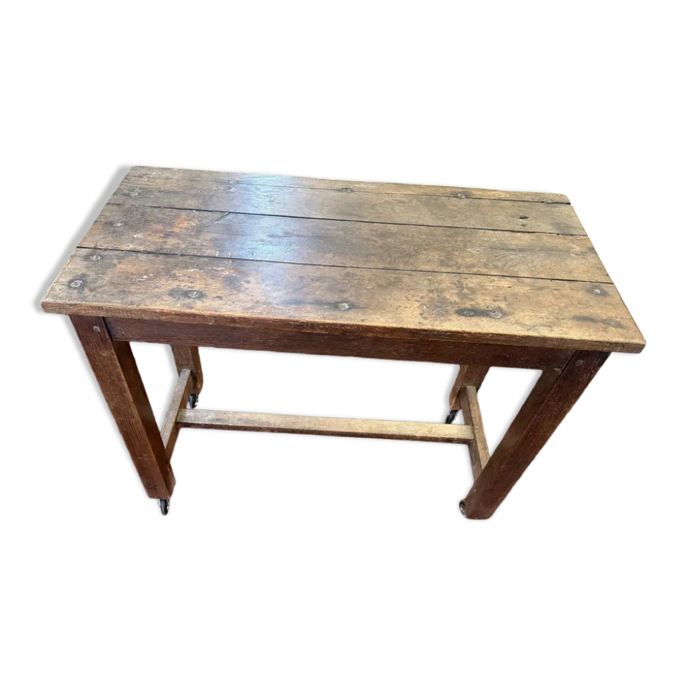 Petite table de ferme ancienne en bois massif – Patine authentique