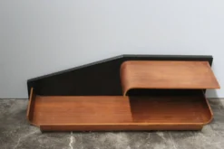 Petite Étagère Mid-Century en Palissandre et Laminée Noire, 1960s