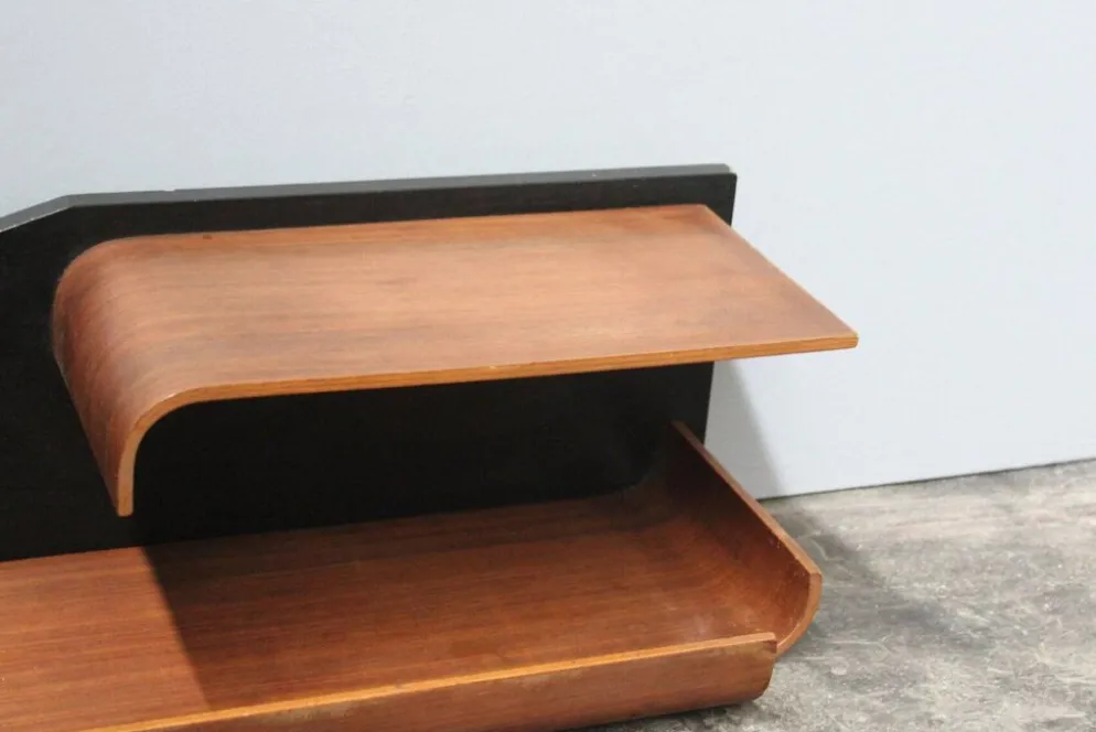 Petite Étagère Mid-Century en Palissandre et Laminée Noire, 1960s