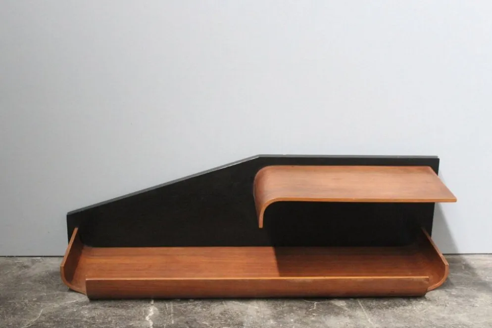 Petite Étagère Mid-Century en Palissandre et Laminée Noire, 1960s