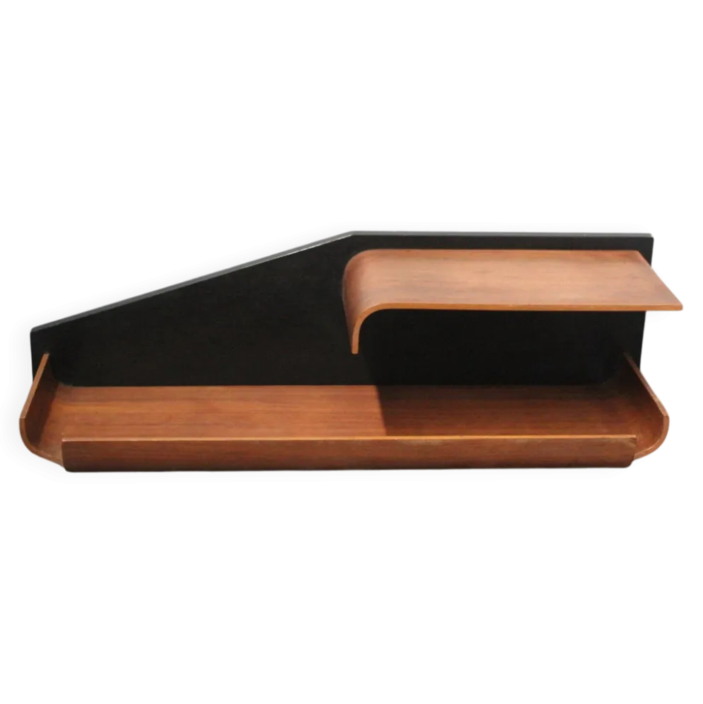 Petite Étagère Mid-Century en Palissandre et Laminée Noire, 1960s