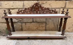 Petite étagère murale/console d’appoint Napoléon III — noyer sculpté e