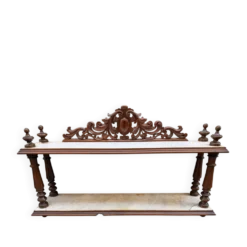 Petite étagère murale/console d’appoint Napoléon III — noyer sculpté e