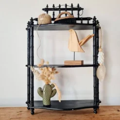 Petite étagère murale en bois noire 3 étages