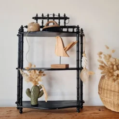 Petite étagère murale en bois noire 3 étages