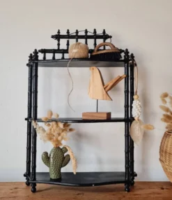 Petite étagère murale en bois noire 3 étages