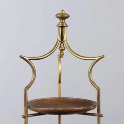 Petite étagère vintage en laiton et bois, design, Italie, années 1950