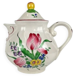 Petite théière KG Lunéville, modèle "Réverbère", motif tulipe