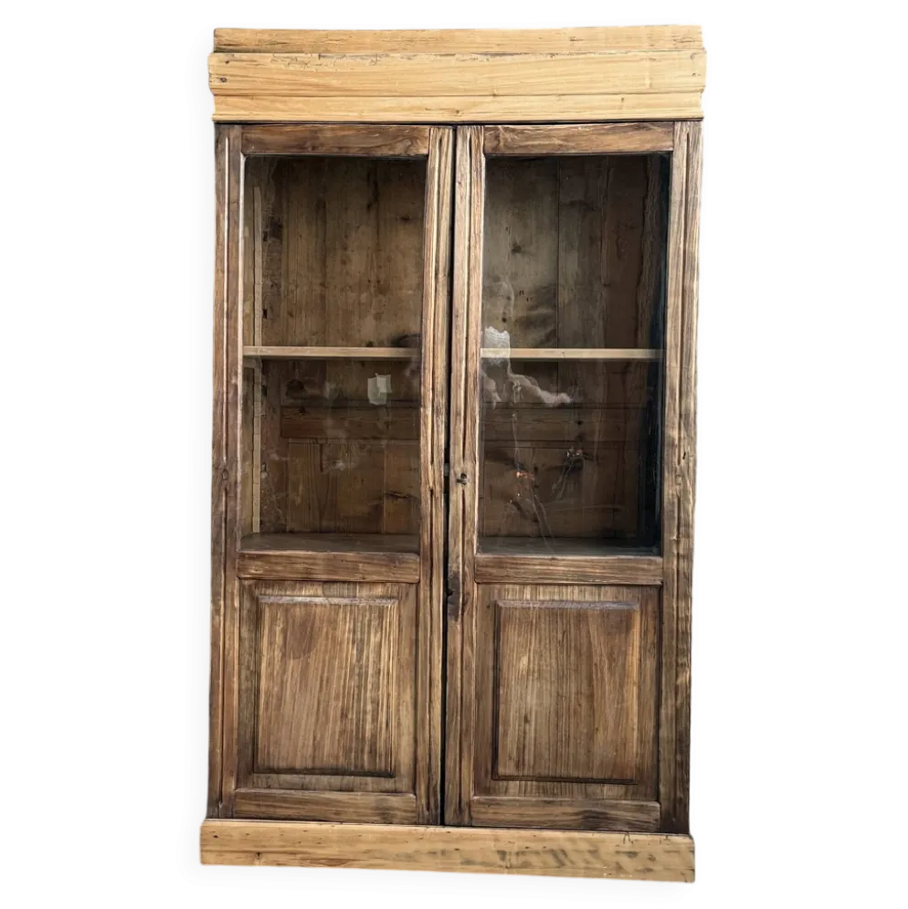 Petite vitrine ancienne en pin (restaurée)