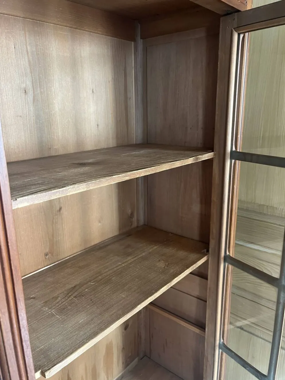 Petite vitrine ancienne style Art Déco en bois massif - H160cm