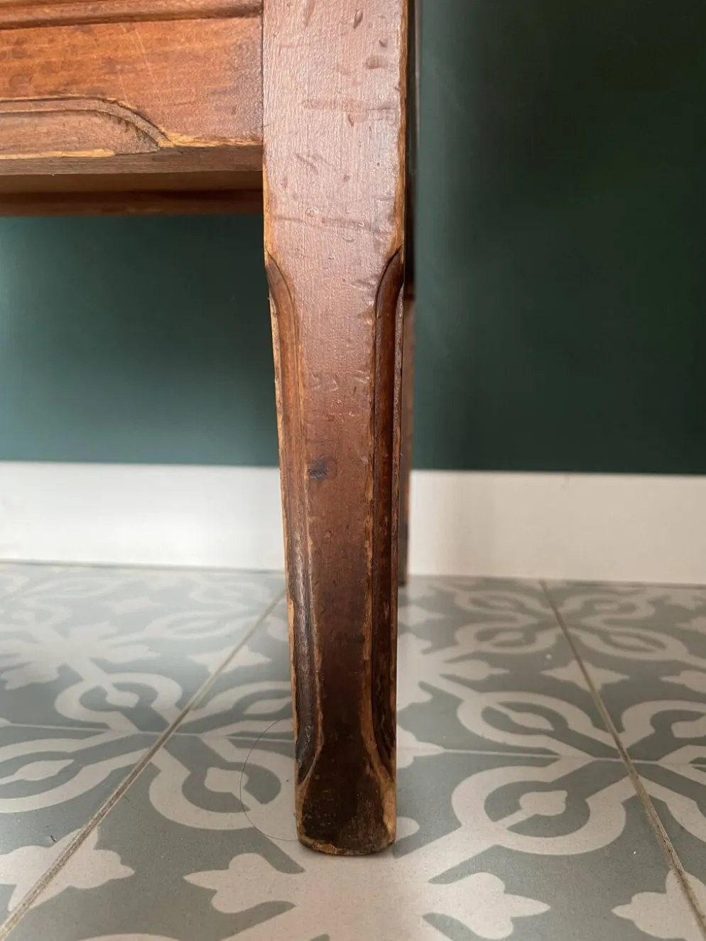 Petite vitrine ancienne style Art Déco en bois massif - H160cm