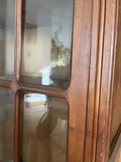 Petite vitrine ancienne style Art Déco en bois massif - H160cm