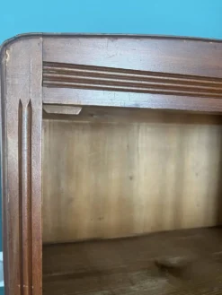 Petite vitrine ancienne style Art Déco en bois massif - H160cm