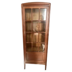 Petite vitrine ancienne style Art Déco en bois massif - H160cm