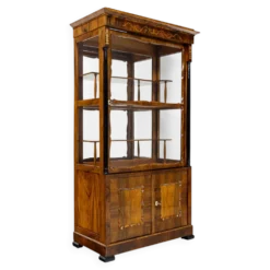 Petite vitrine Biedermeier / Louis-Philippe en noyer et bouleau 1840-1860