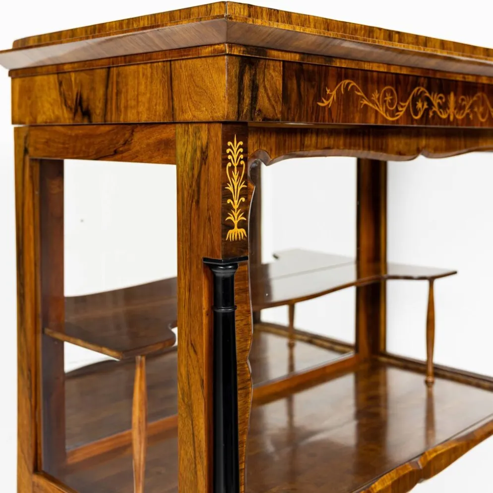 Petite vitrine Biedermeier / Louis-Philippe en noyer et bouleau 1840-1860