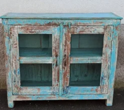 Petite vitrine en bois bleu