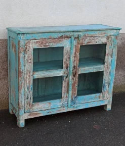 Petite vitrine en bois bleu