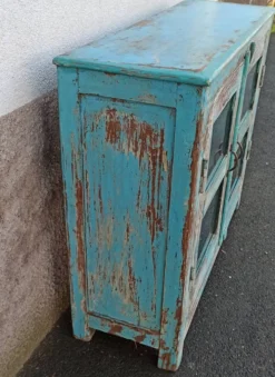 Petite vitrine en bois bleu