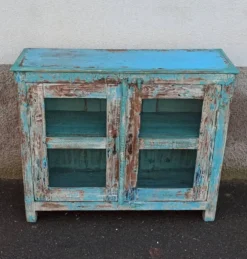 Petite vitrine en bois bleu