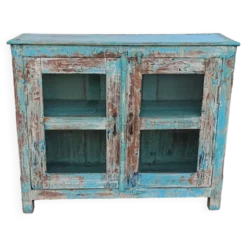 Petite vitrine en bois bleu
