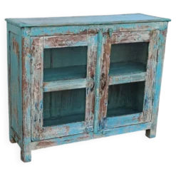 Petite vitrine en bois bleu