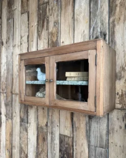 Petite vitrine murale ancienne en noyer