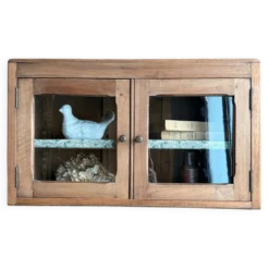 Petite vitrine murale ancienne en noyer