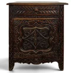 Petit meuble breton en chêne sculpté une porte un tiroir