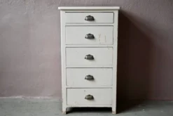 Petit meuble commode en bois semainier vintage rétro patiné bohème années 50