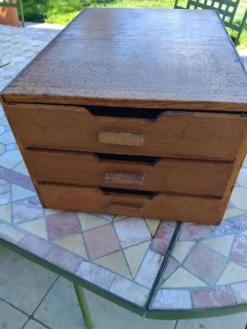 Petit meuble de métier bureau tiroirs vintage bois