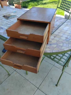 Petit meuble de métier bureau tiroirs vintage bois