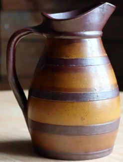 Petit pichet / crémier vintage en grès bicolore - Poterie A. Turgis