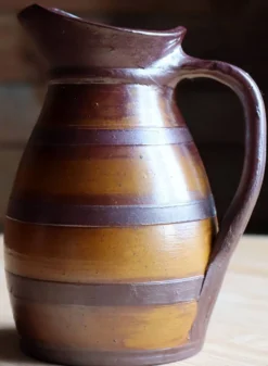 Petit pichet / crémier vintage en grès bicolore - Poterie A. Turgis