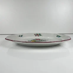 Petit plat ovale à bout plat modèle Réverbère par KG Lunéville, motif tulipe