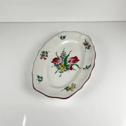 Petit plat ovale à bout plat modèle Réverbère par KG Lunéville, motif tulipe