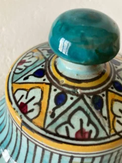 Petit pot à beurre Jobbana Maroc Fès 19ème siècle à décors de mille-pattes et géométriques