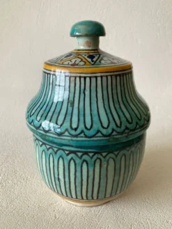 Petit pot à beurre Jobbana Maroc Fès 19ème siècle à décors de mille-pattes et géométriques