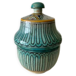 Petit pot à beurre Jobbana Maroc Fès 19ème siècle à décors de mille-pattes et géométriques