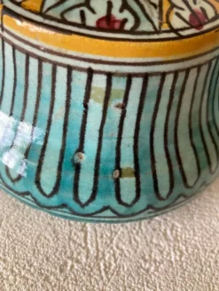 Petit pot à beurre Jobbana Maroc Fès 19ème siècle à décors de mille-pattes et géométriques