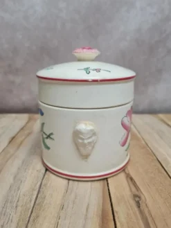 Petit pot couvert Sarreguemines ancien décor floral – charme vintage