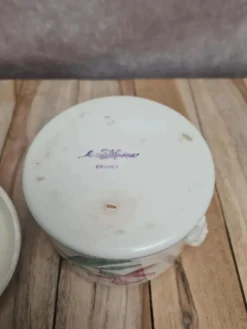 Petit pot couvert Sarreguemines ancien décor floral – charme vintage