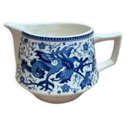 Petit pot à lait Boch Frères – La Louvière modèle Dragon – décor bleu – Belgique vintage