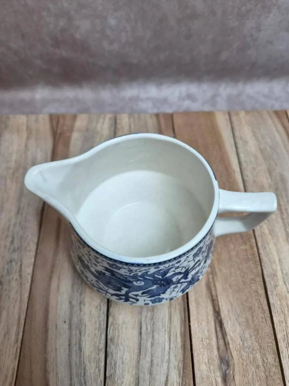 Petit pot à lait Boch Frères – La Louvière modèle Dragon – décor bleu – Belgique vintage
