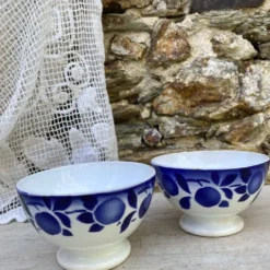 Petits bols anciens Badonviller décor bleu cobalt