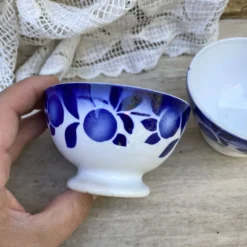Petits bols anciens Badonviller décor bleu cobalt