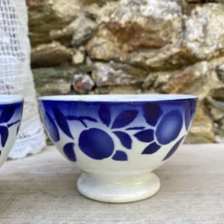 Petits bols anciens Badonviller décor bleu cobalt