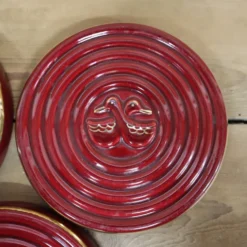 3 petits dessous de plats ou verres canards vintage bordeaux et liseré doré