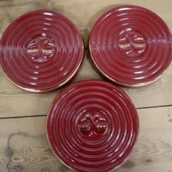3 petits dessous de plats ou verres canards vintage bordeaux et liseré doré